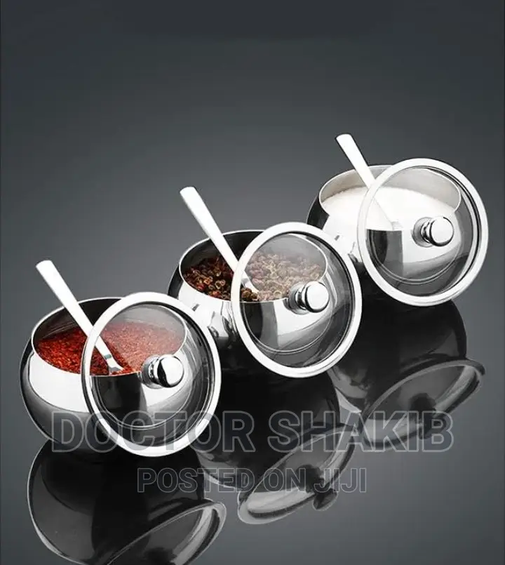 Stainless Steel Sugar Bowl With Lid and Spoon