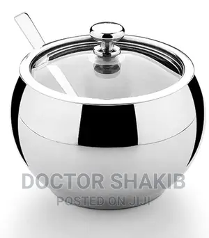 Stainless Steel Sugar Bowl With Lid and Spoon