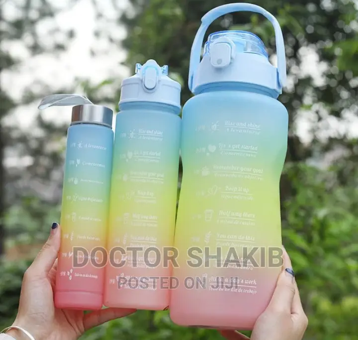 3 Kit Garrafas Drinking Healthy Water Bottle