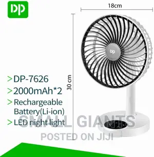 Rechargeable Table Fan With Light