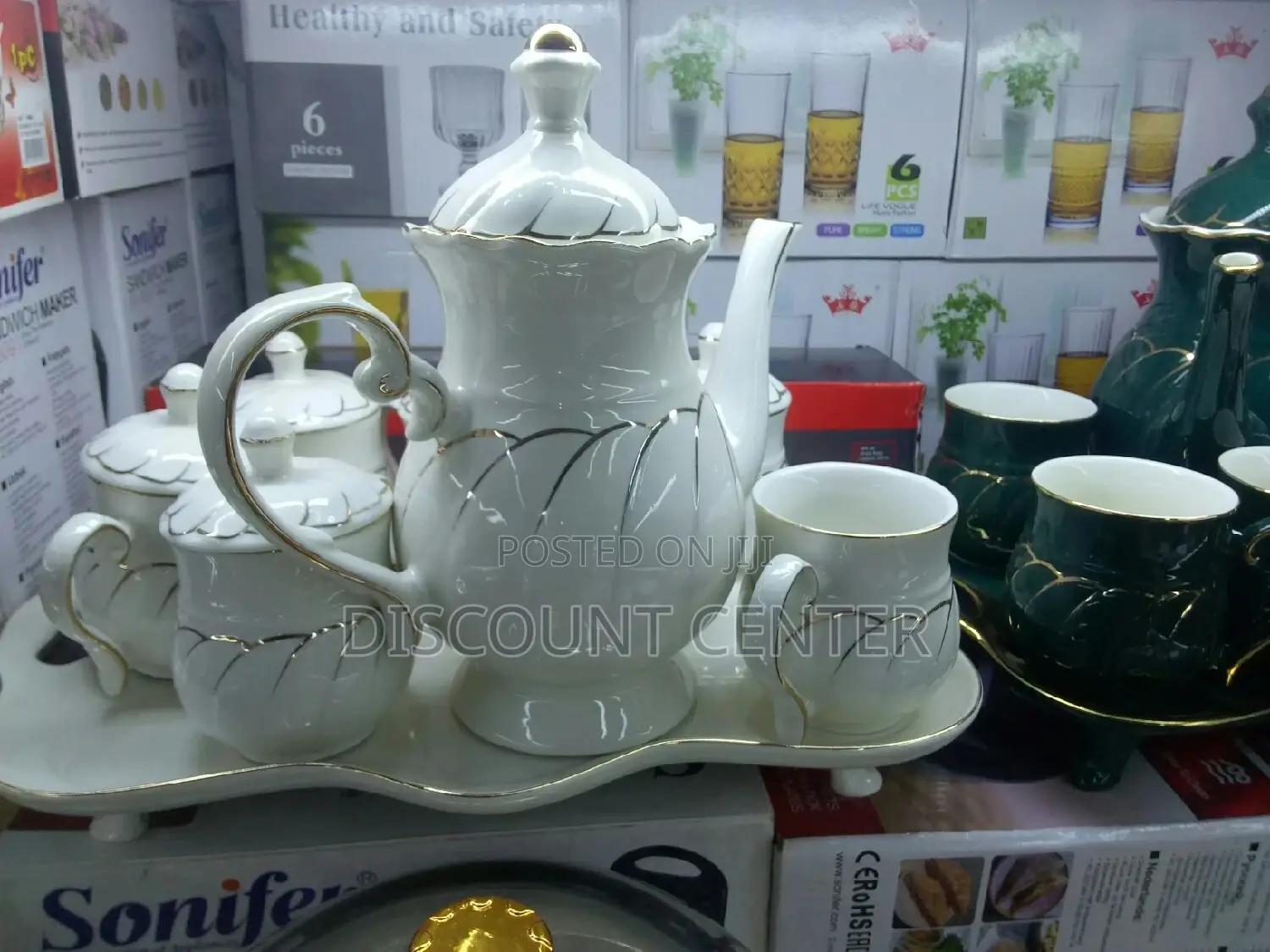 Coffee Set With Tray Cups and Teapot