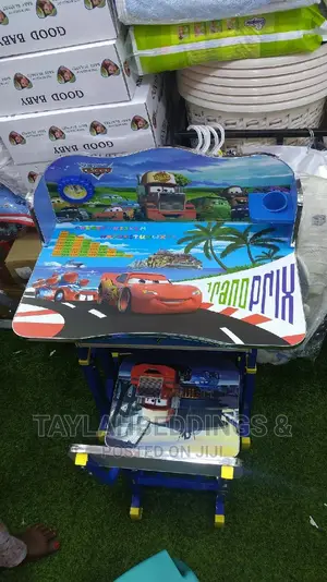 Kids Character Study Desk Set Adjustable Table Chair-Cars