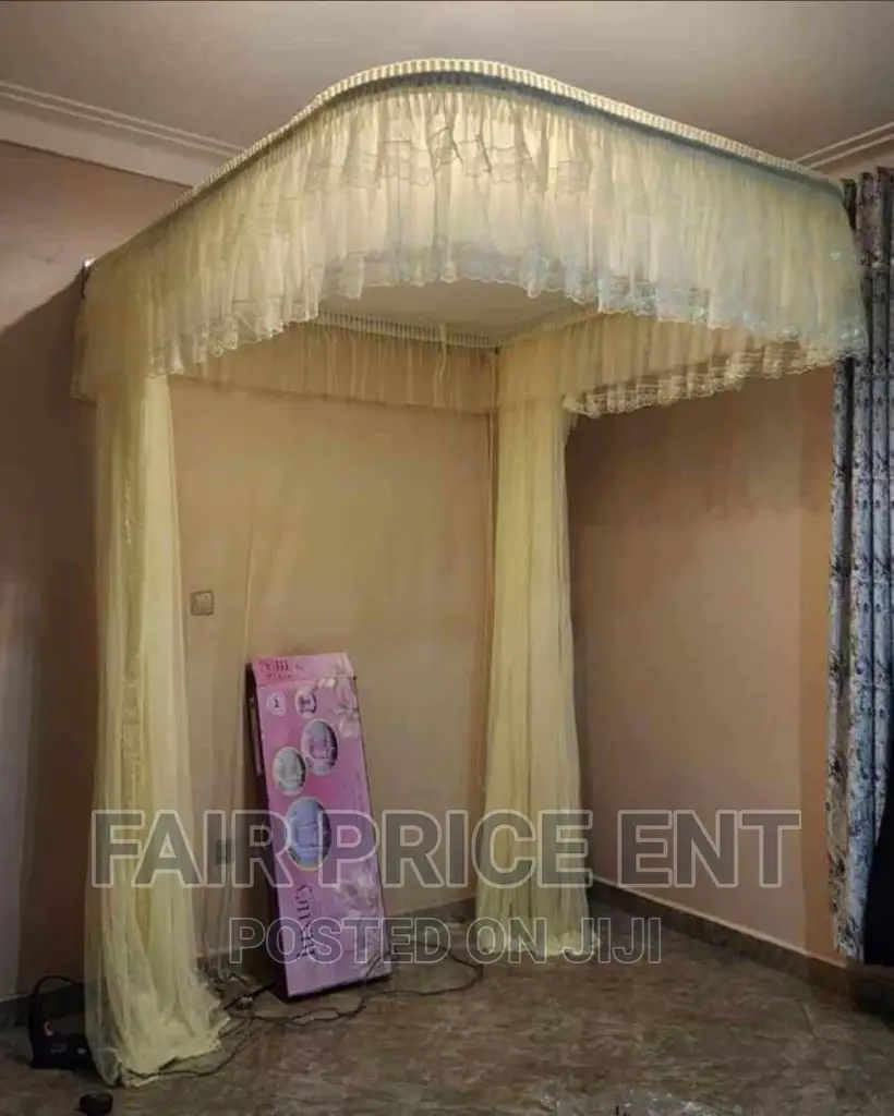 Wall Mounted Rail Mosquito Nets.6x6 ( Cream)