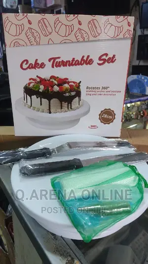 Cake Turn Table Rotates 360° With Knives 28cm