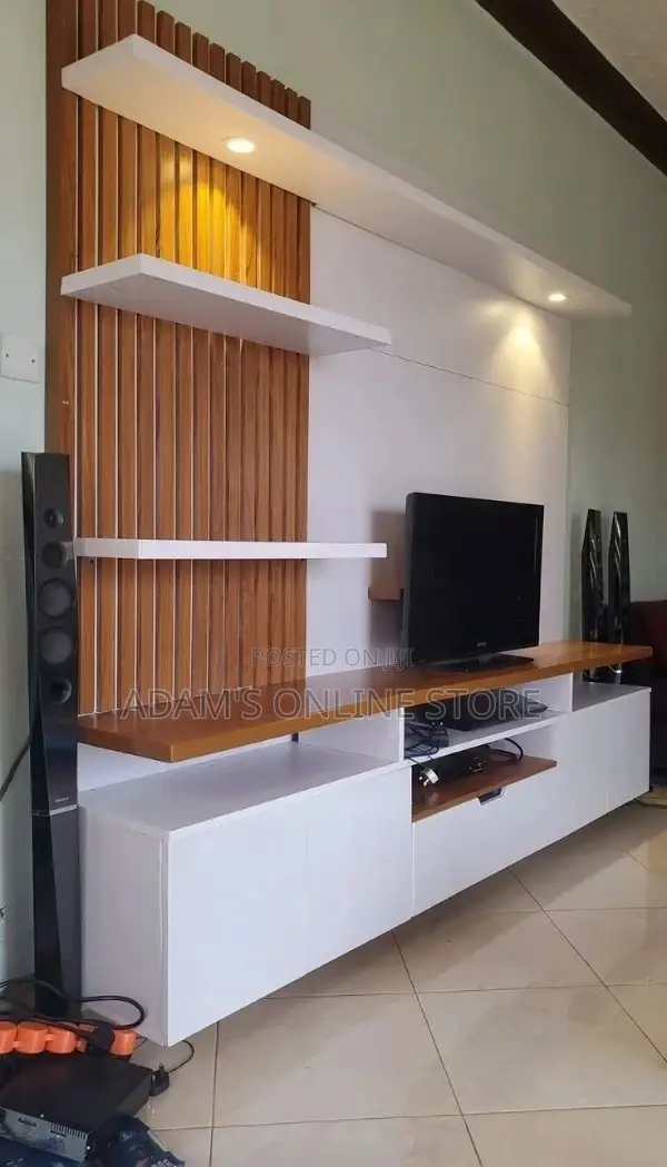 Wall Mount Tv Stand White and Brown
