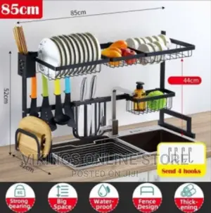 Stainless Steel Over the Sink Dish Rack Black