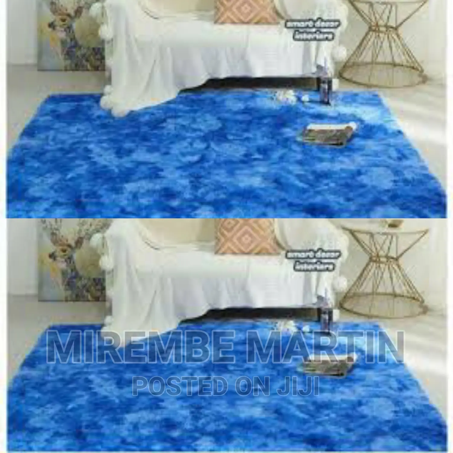 Fluffy Blue Center Carpet
