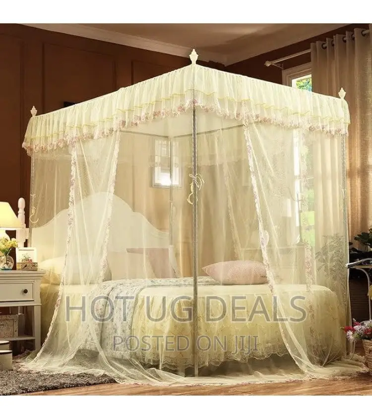 5x6 Classic Mosquito Net With Pole Stands - Cream