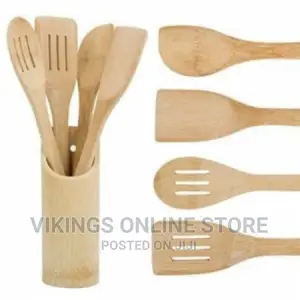 4pcs Bamboo Wooden Spoon Set With 1 Holder