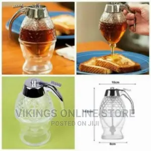 Honey Dispenser No Drip Glass, Honey Comb Shaped Honey Pot