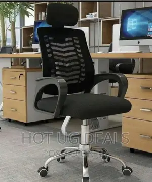 Office Chair Mesh With Headrest- Black Colour