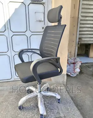 Office Chair Mesh With Headrest- Black Colour