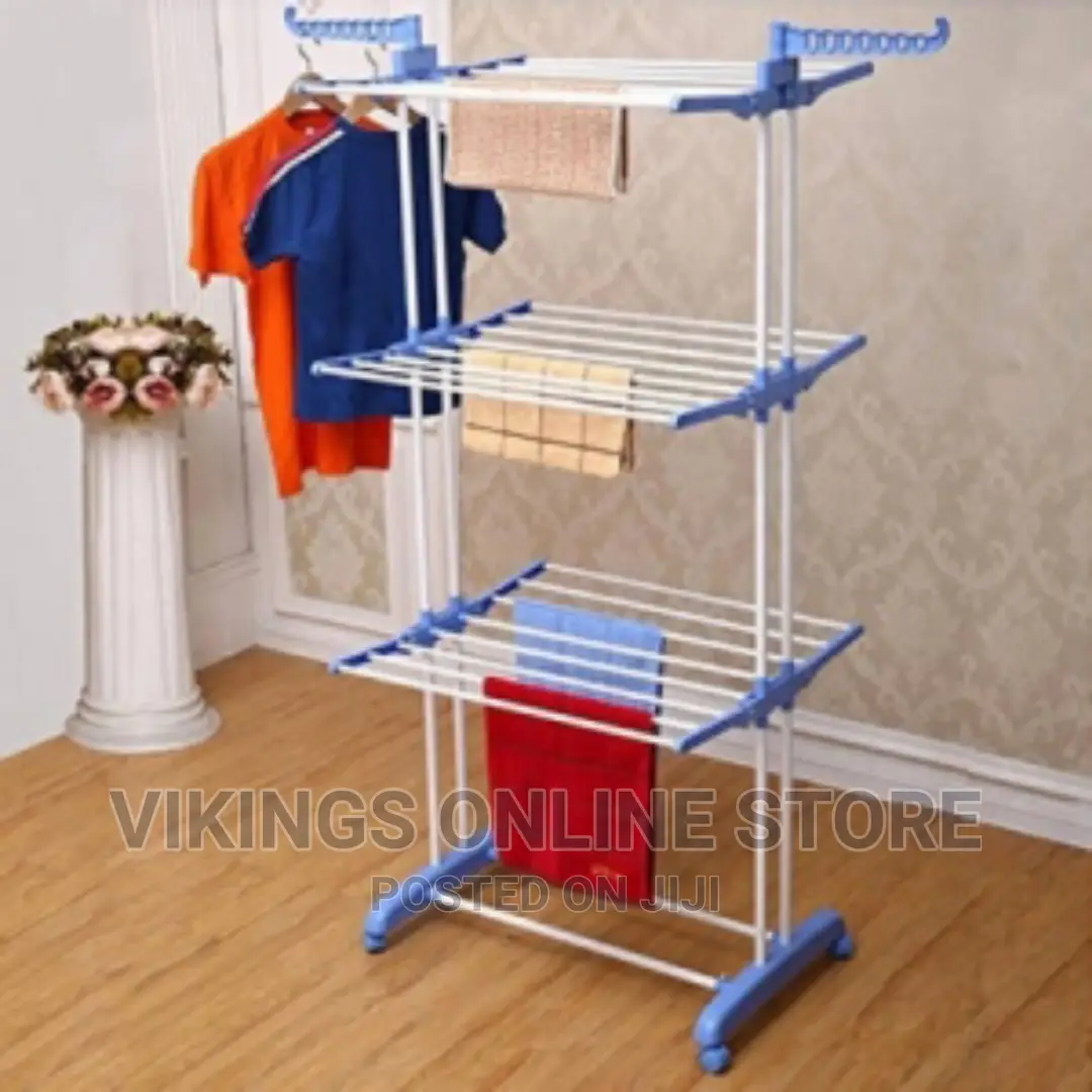 Vertical Outdoor Cloth Drying Rack, Adjustable Garment Rack
