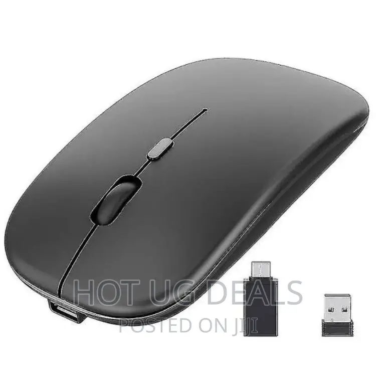 Silent Wireless Rechargeable Mouse Slim With USB Cable-Black