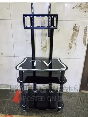 Glass TV Stand With Wall Mount - Black