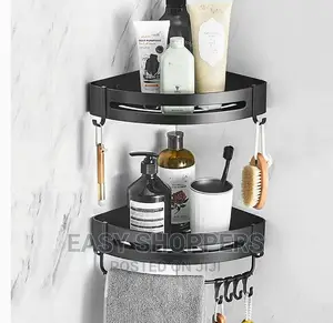 Shower Bathroom Shelf Black Wall Mounted