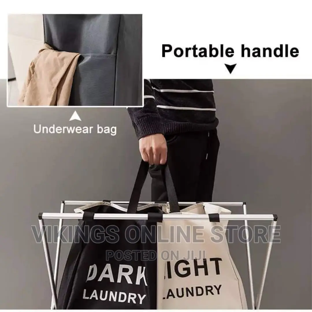 3 Compartments Fordable and Portable Laundry Basket