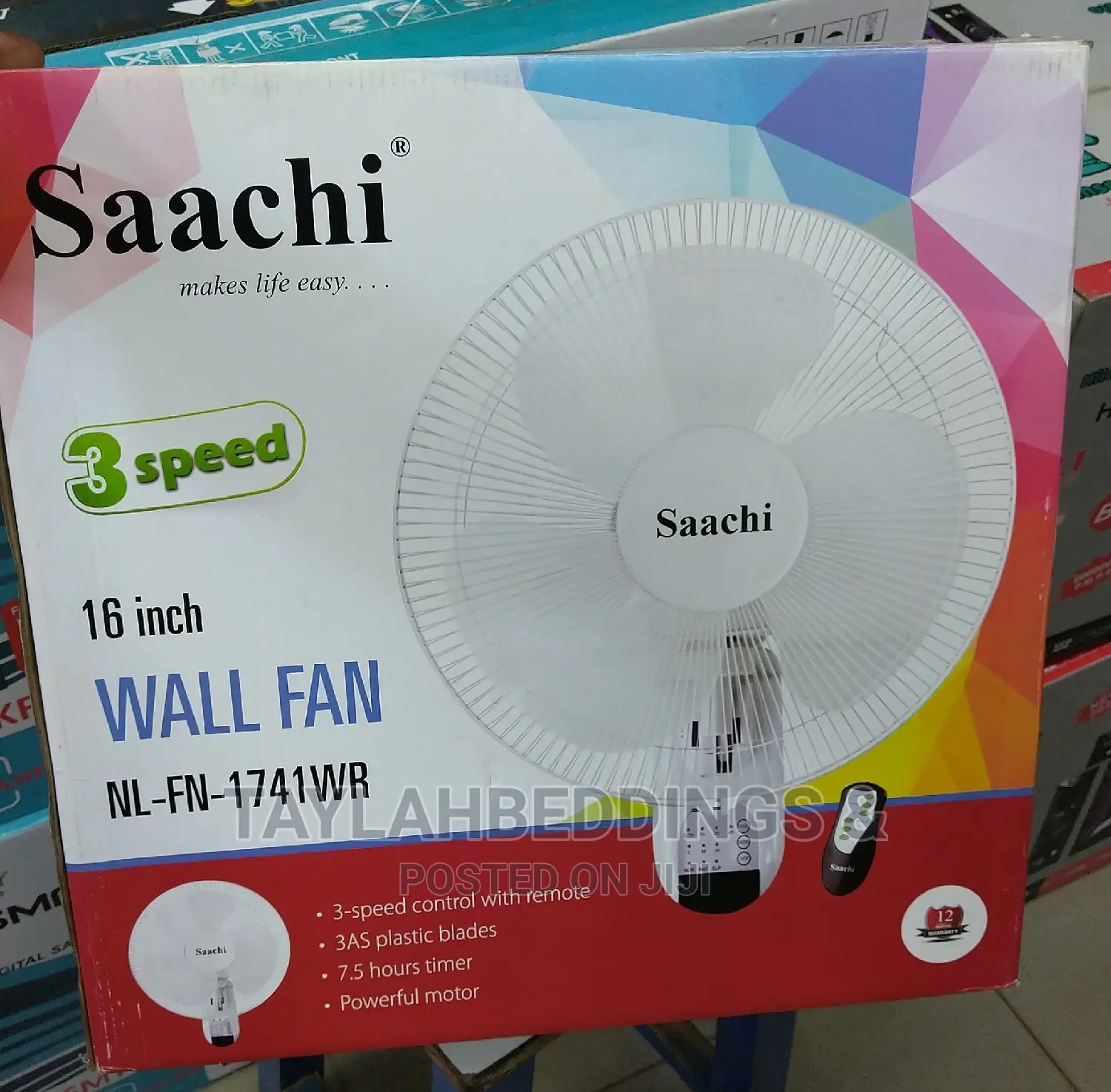 Saachi 16 Inch Wall Fan With Remote Control