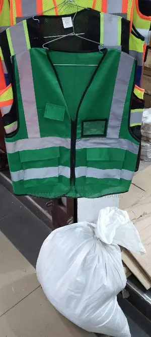 Green,Zip&Pocket Reflector Jackets