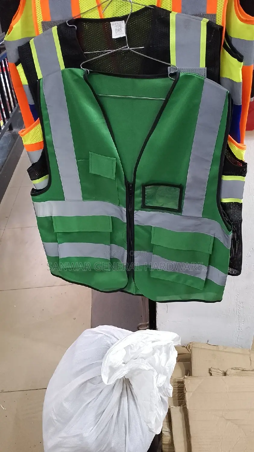 Green,Zip&Pocket Reflector Jackets