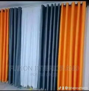 Mix and Match Curtains (Orange and Dark Grey)