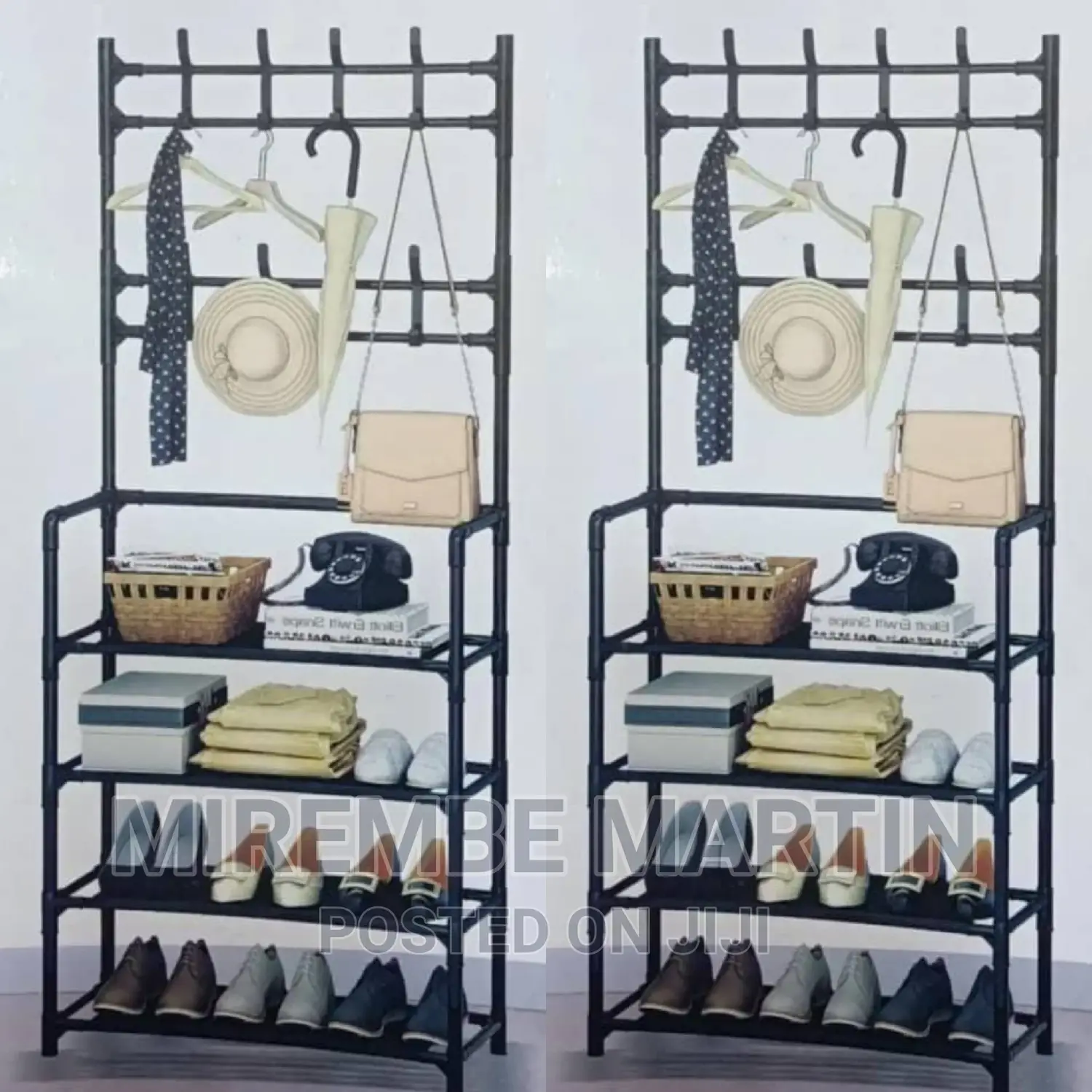 Black in Color Hat and Shoe Rack