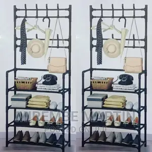 Black in Color Hat and Shoe Rack