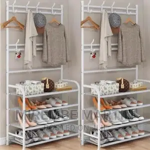 White in Color Hat and Shoe Rack