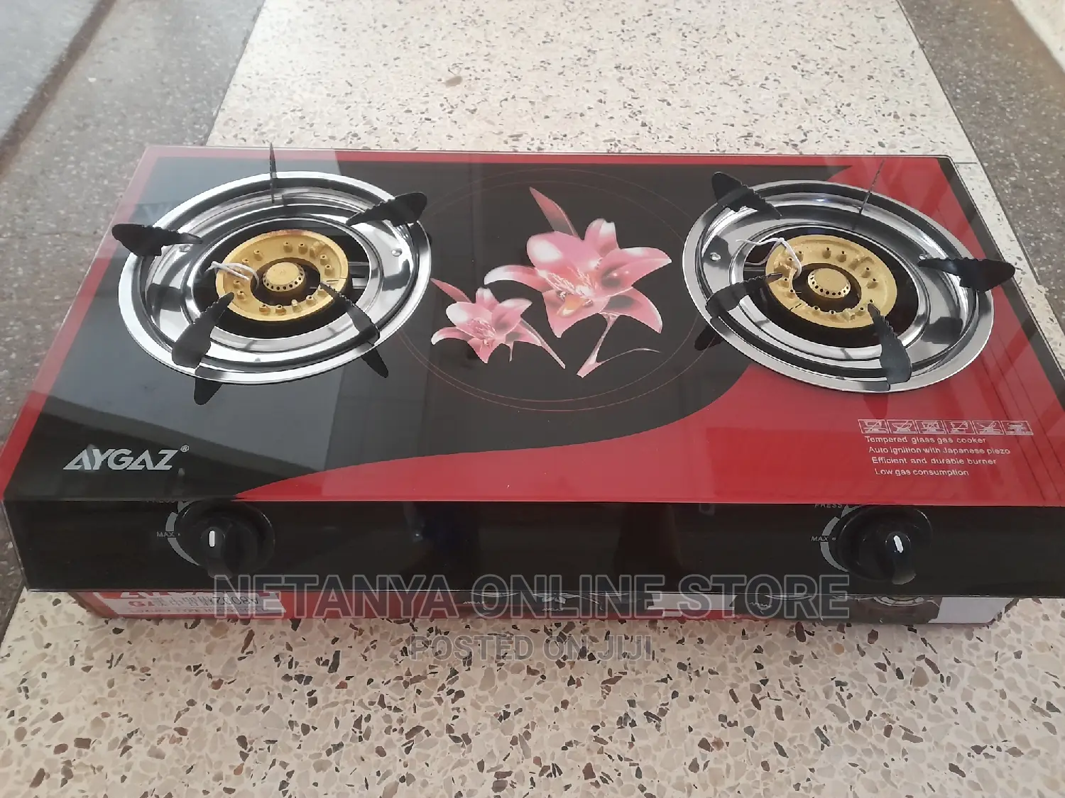 Glass Panel Double Gas Stove