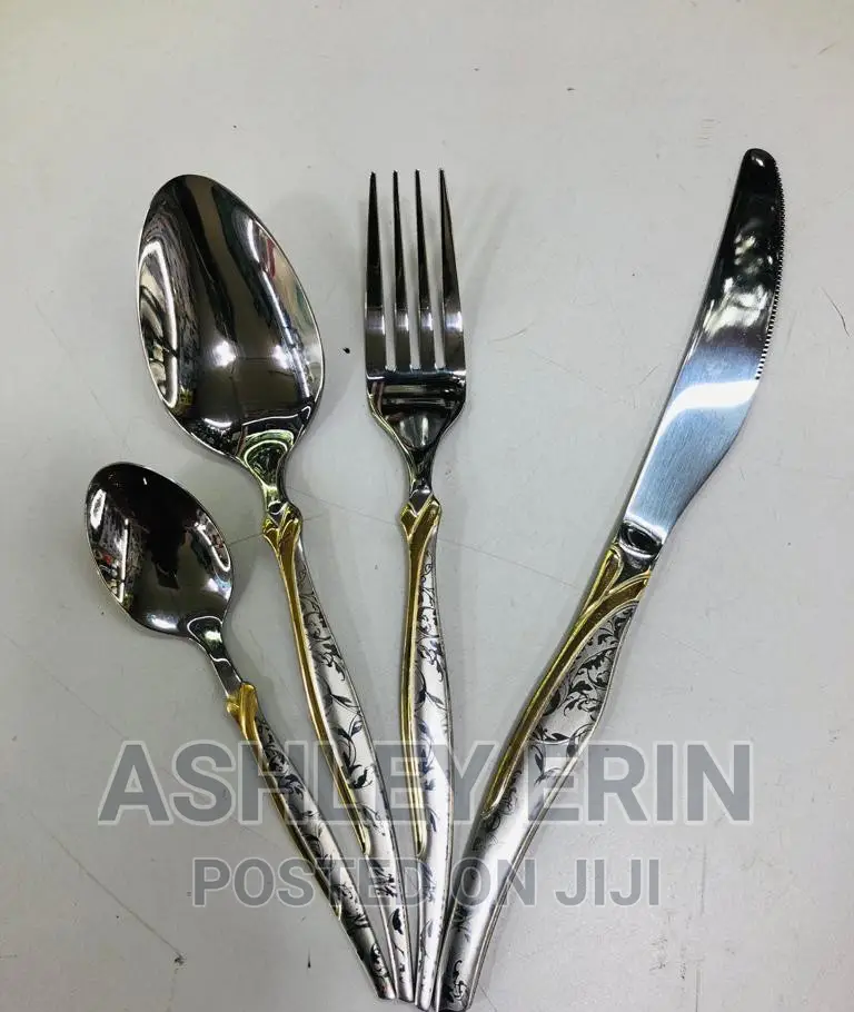30pcs Stairs Steel Fork Knife Spoon Cutlery Set