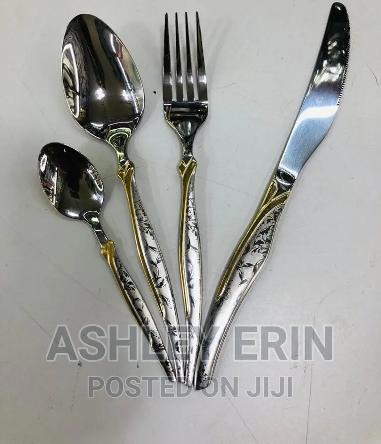 30pcs Stairs Steel Fork Knife Spoon Cutlery Set