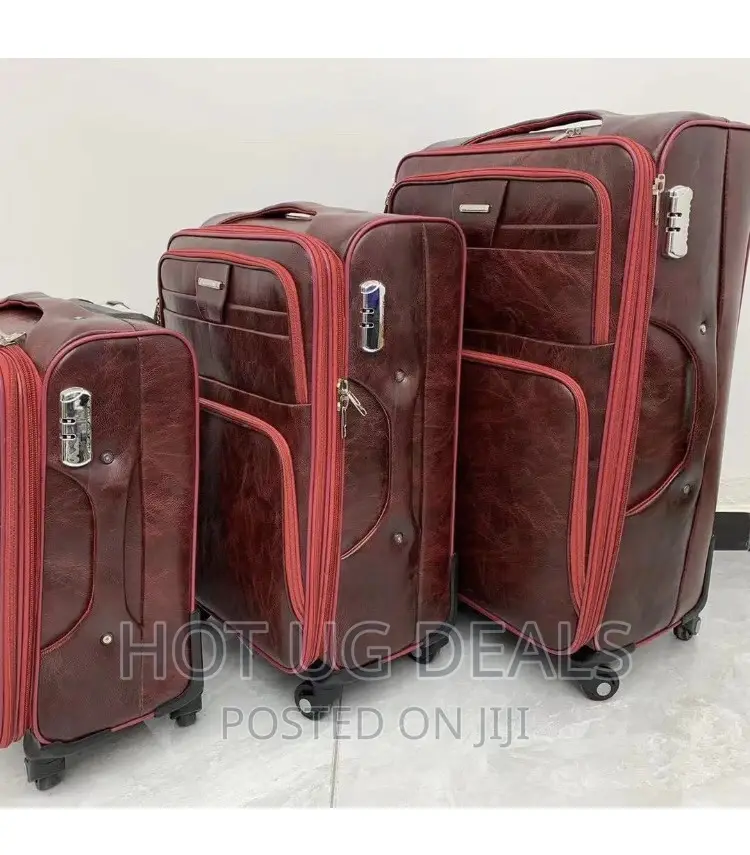 Travel Leather Suitcase (Small, Medium, Large)- Maroon