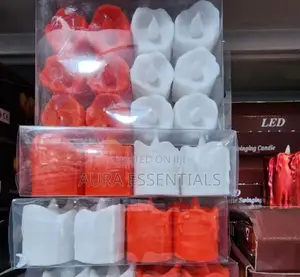 12pcs Red and White Smokeless LED Candles