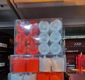 12pcs Red and White Smokeless LED Candles