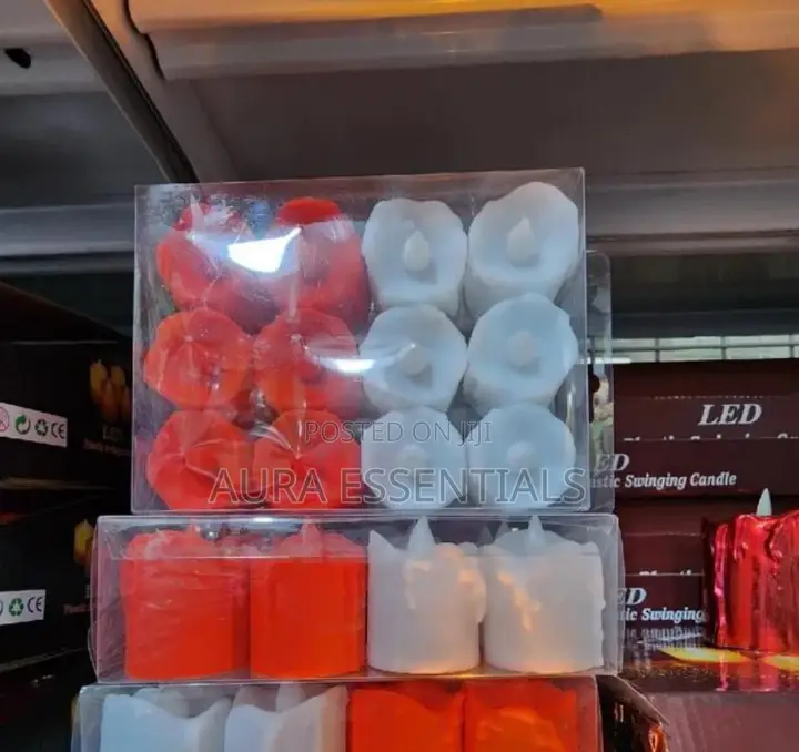 12pcs Red and White Smokeless LED Candles