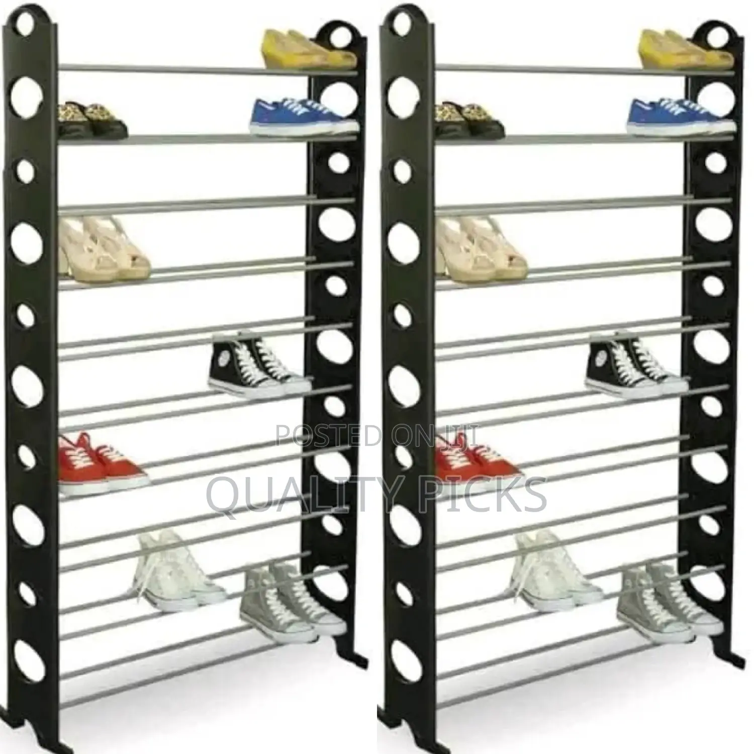 Metallic 10 Layer Shoe Rack