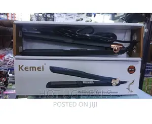 Kemei Hair Straightening Iron With Curling Function-grey