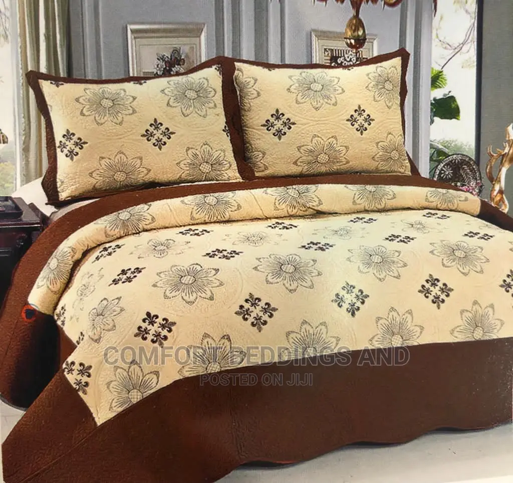 Cotton Bedspread/ Bedcover Coffee Brown