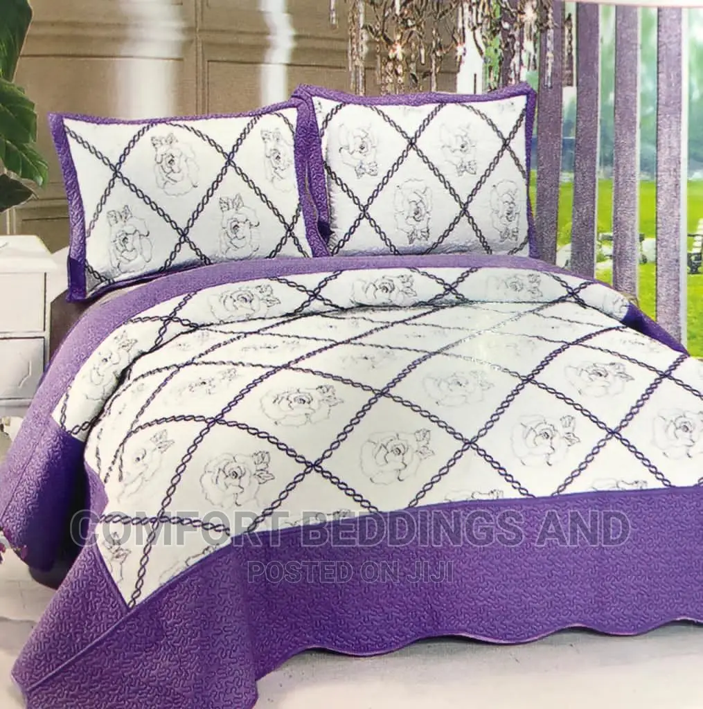 Cotton Bedspread/ Bedcover Purple