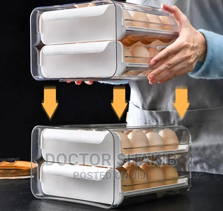 1pc Double Layered Egg Storage Container With 32 Grids