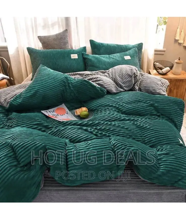 6x6 4pc Coral Velvet Duvet Set With 1 Bedsheet, 2pillowcases