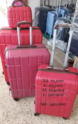 4-Wheel Spinner Plastic Travel Suitcase Bag - Red