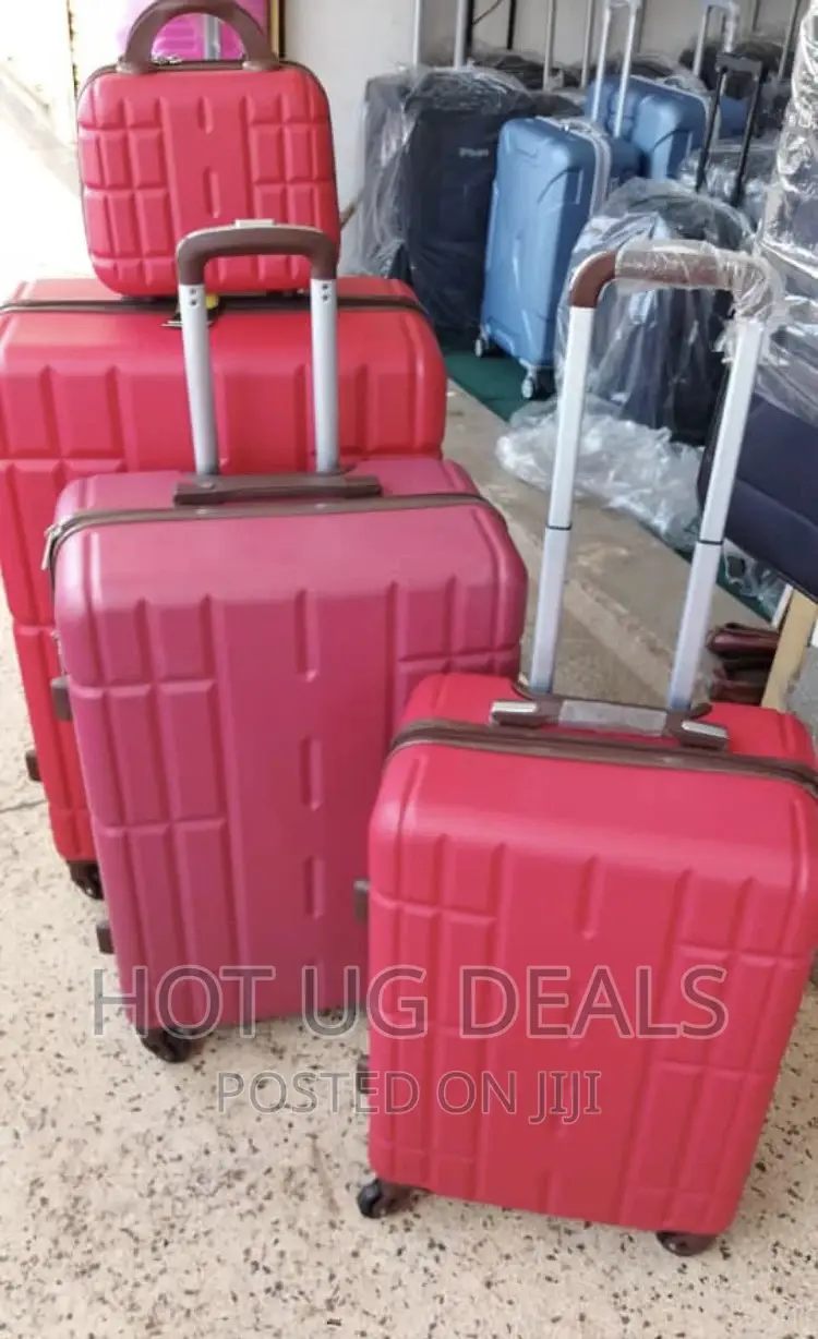 4-Wheel Spinner Plastic Travel Suitcase Bag - Red