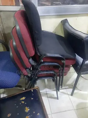 Red Office Waiting Chairs, 4 Pieces