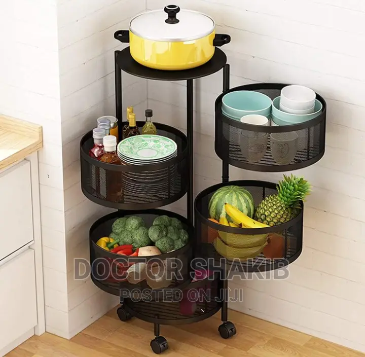 3600 Rotating Vegetable Fruit Shelf With Wheels
