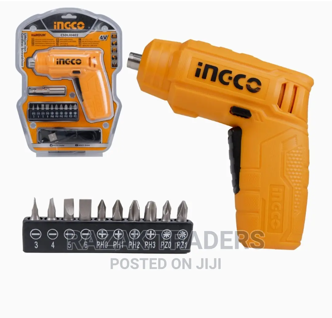 Cordless Drill Screwdriver INGCO LED Light and 11 Pc