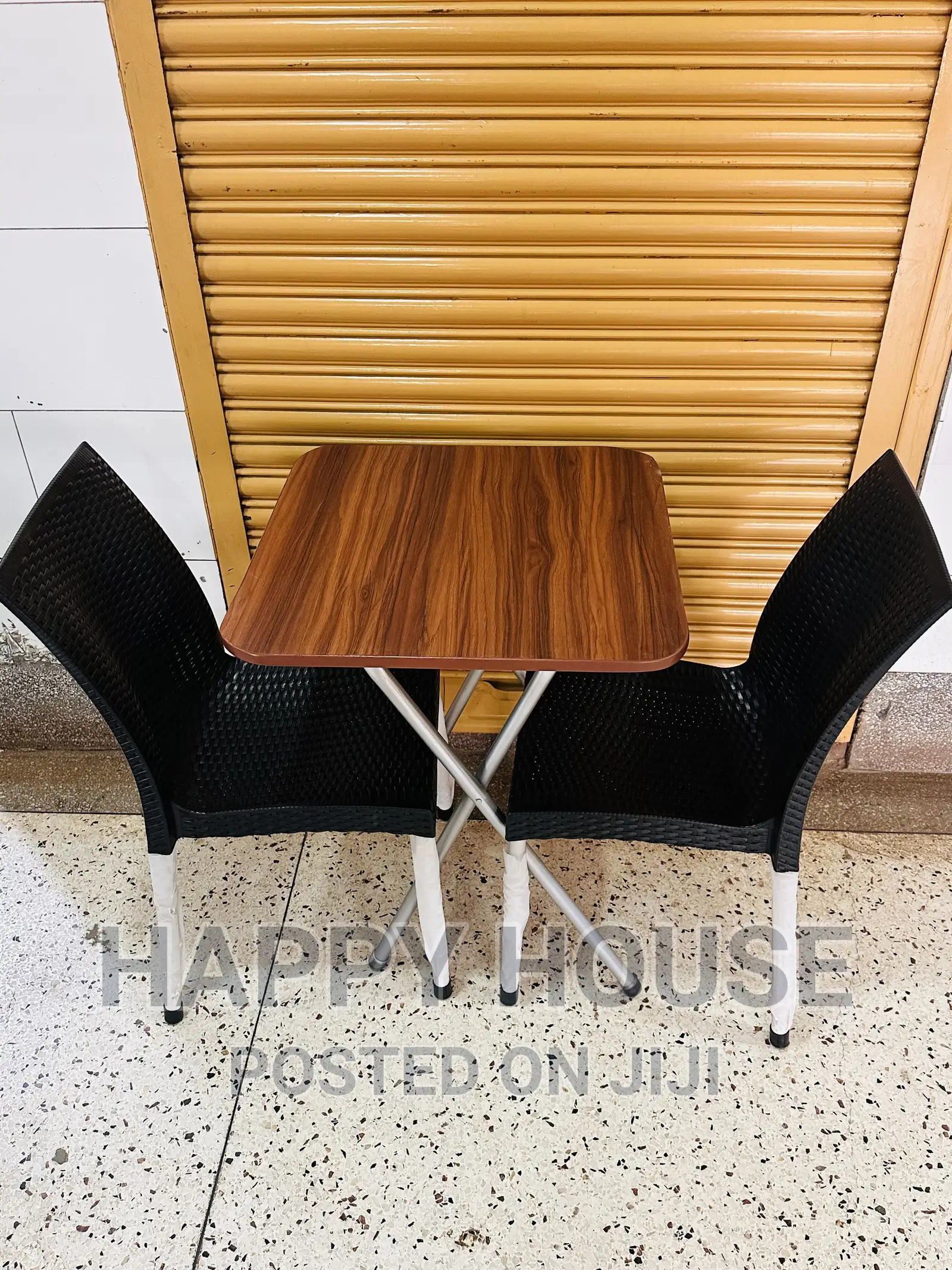 Foldable Table and 2 Plastic Chairs