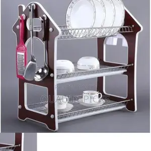 ,3 Layer Wooden Dish Rack Organizer