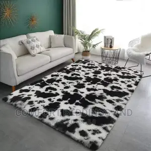 Fluffy Carpet Black White