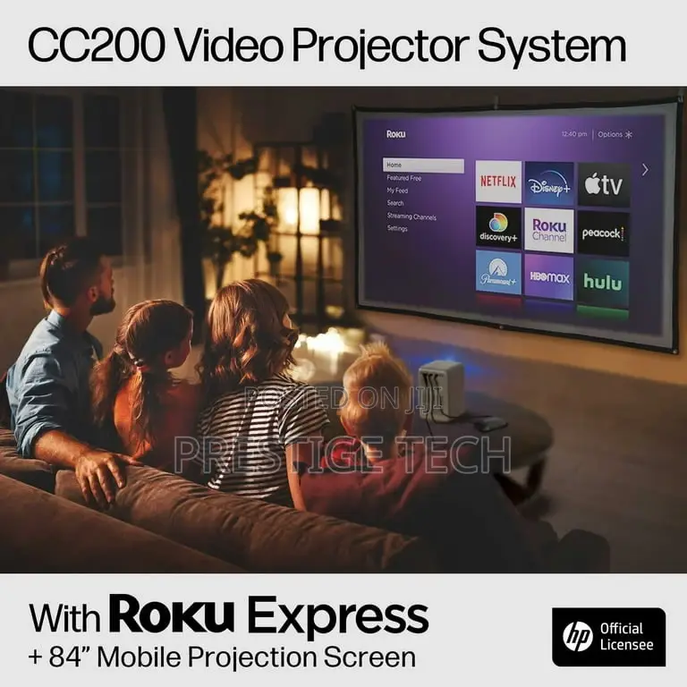 HP Projector CC200 With 84 Inch Projection Screen Roku
